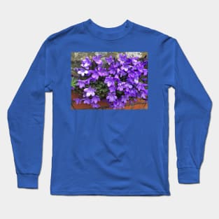 Siberian Bellflower on Garden Wall Long Sleeve T-Shirt